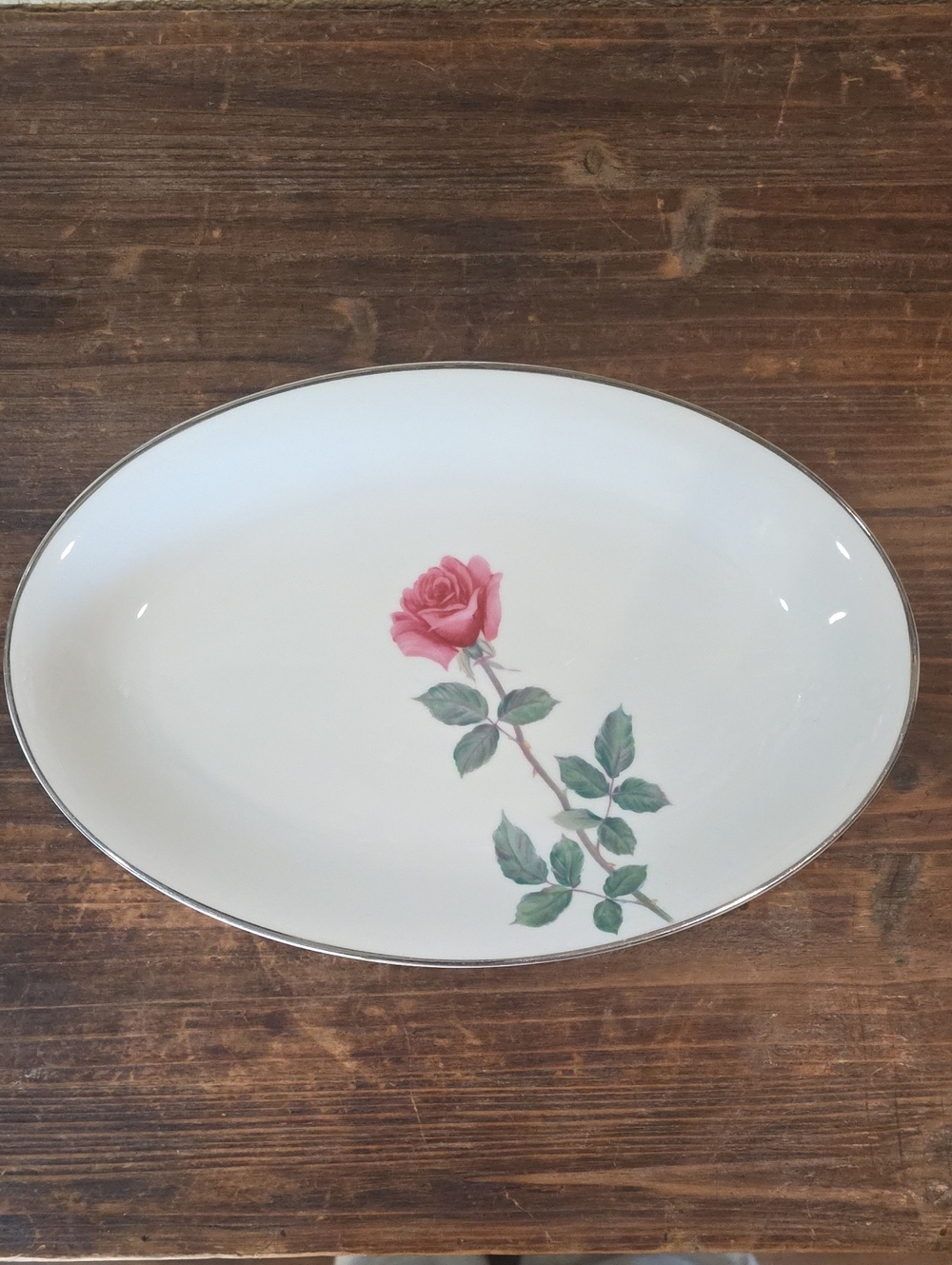 Vintage 1958 Noritake RC Japan 275 Oval Serving Platter Pink Rose Platinum Trim
